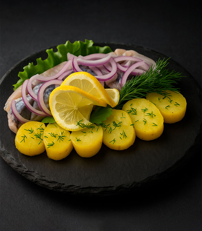 Сельдь с отварным картофелем
